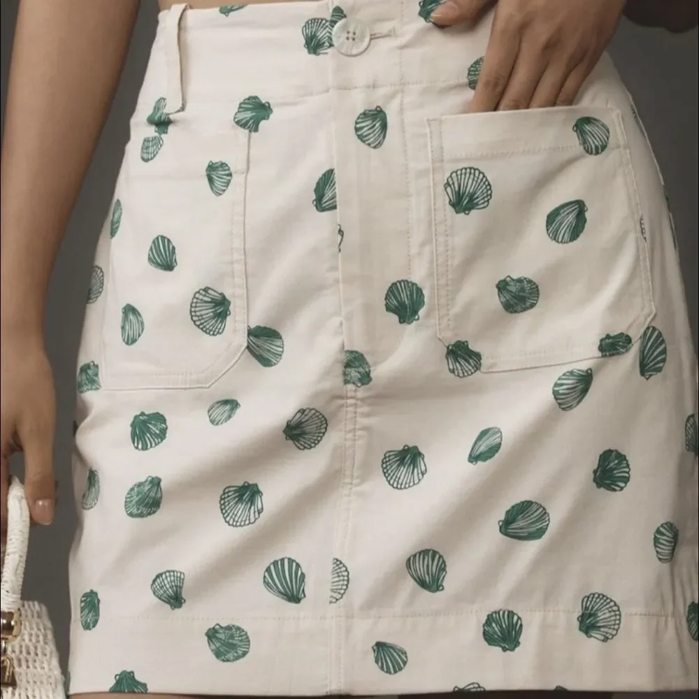 Maeve Anthropologie | Colette Mini Skirt Green Seashell, Womens XL - Picture 9 of 9